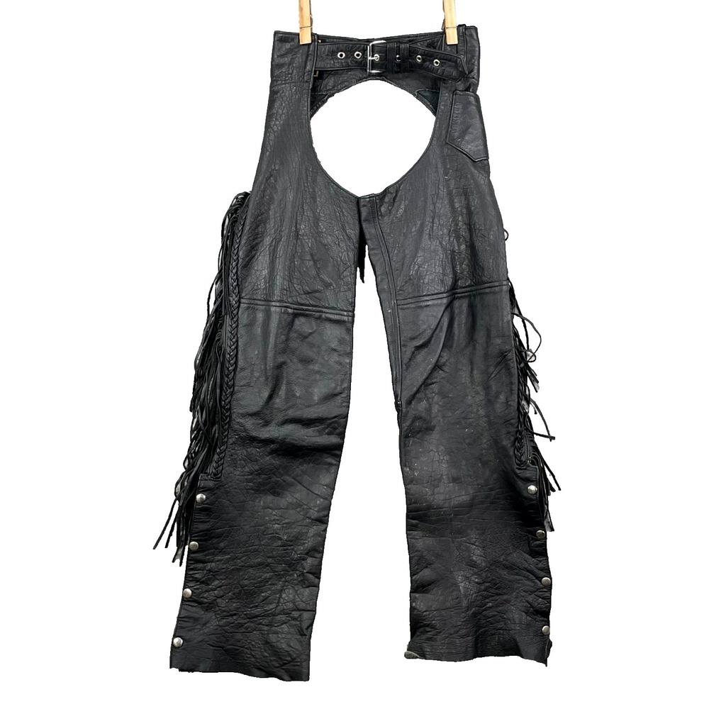 VTG Unik International Riding Chaps Unisex XS Leather Biker Motorcycle Western